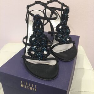 Stuart Weitzman Caviar Black Swarovski Heels